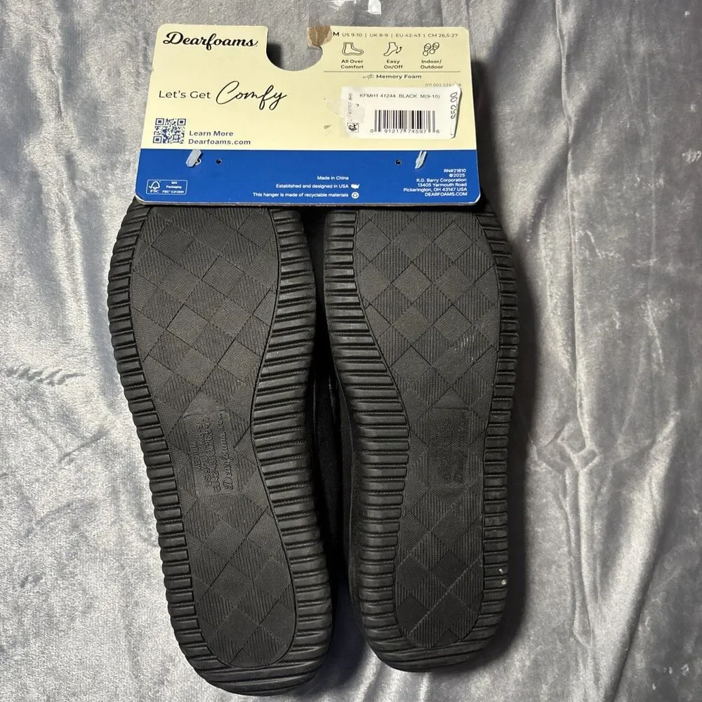 Dearfoams Men's Memory Foam Moccasin Slippers, Medium 9-10